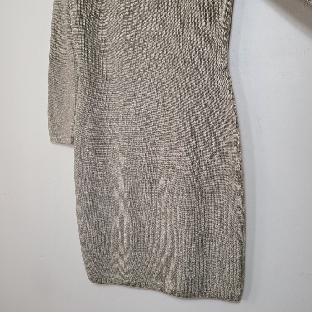 Calvin Klein Gold Pin Ribbed Knit M Sweater Dress Vanilla Lux Winter Baddie NWT‎ - Picture 4 of 10